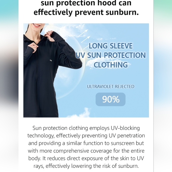 NWT medium Black UPF 70+ Sun Protection Hoodie Long Sleeve Sweater zip up - Picture 3 of 13